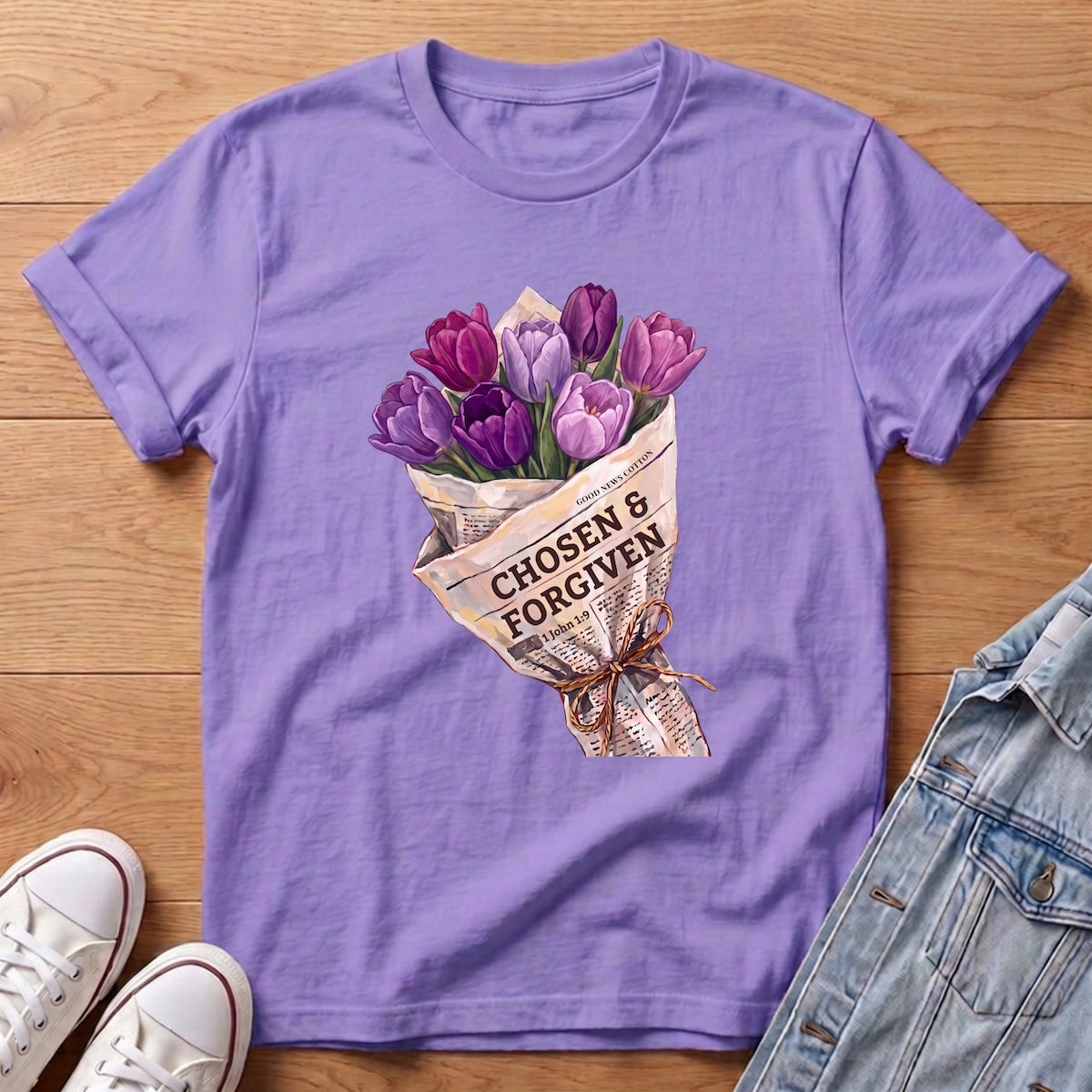 Forgiven Purple Tulip Bouq T-Shirt