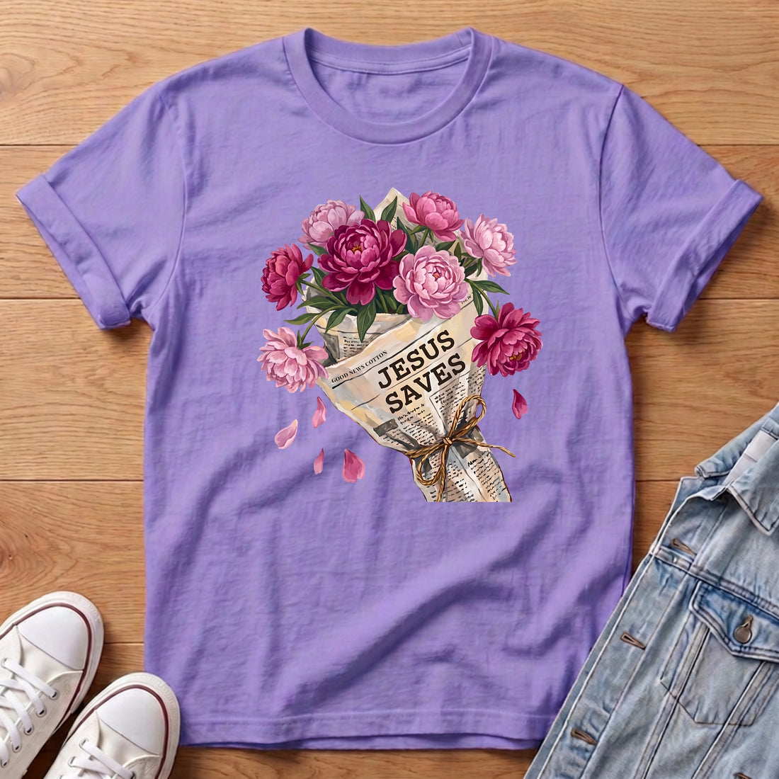 Jesus Saves Peony Bouq T-Shirt