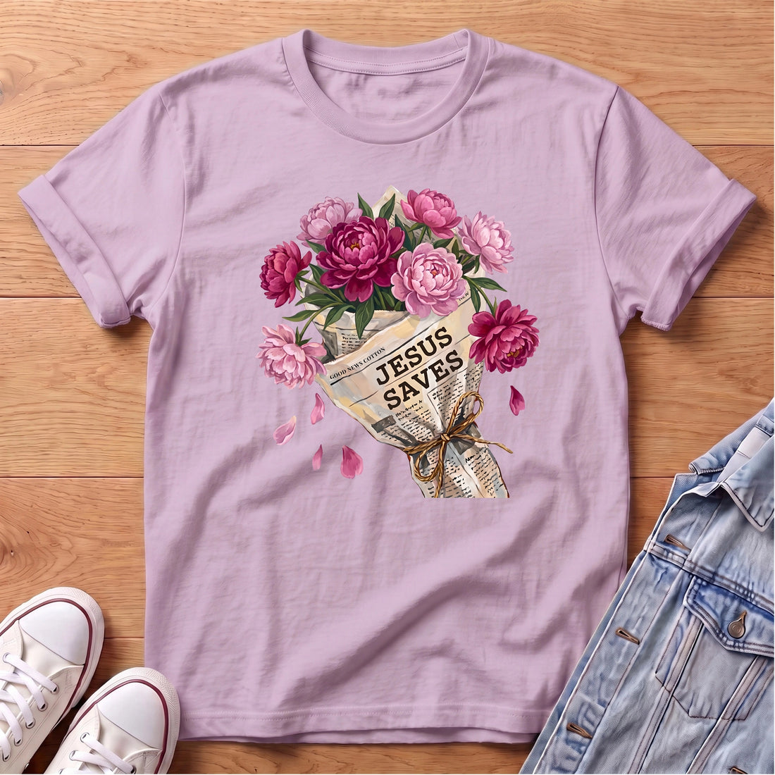Jesus Saves Peony Bouq T-Shirt