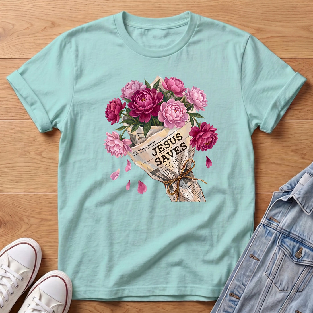 Jesus Saves Peony Bouq T-Shirt