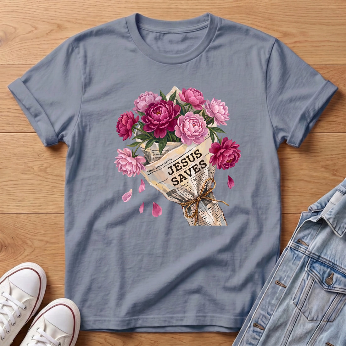 Jesus Saves Peony Bouq T-Shirt