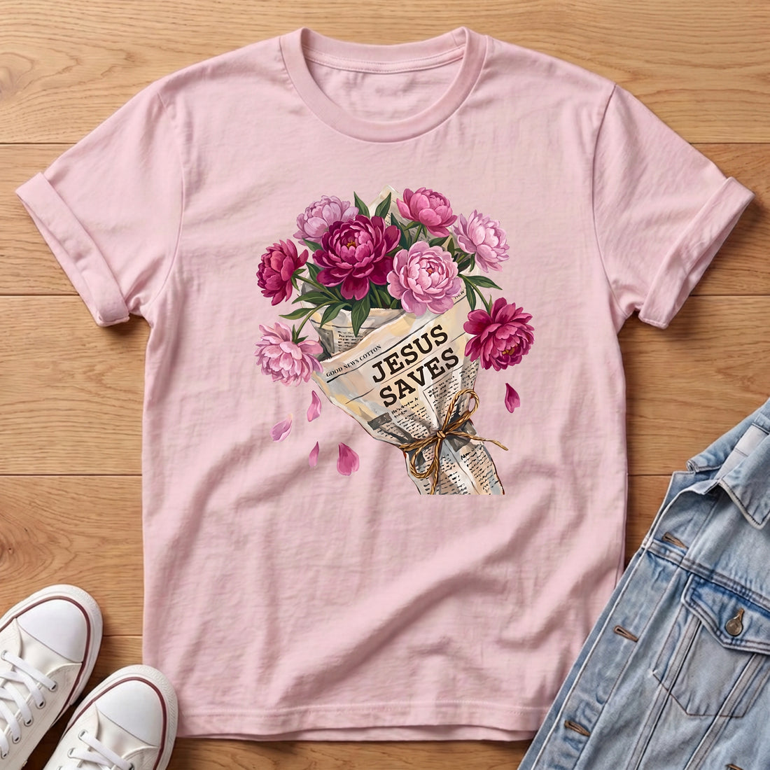 Jesus Saves Peony Bouq T-Shirt