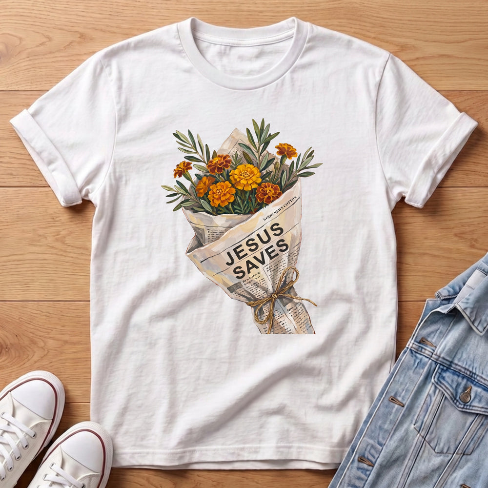 Jesus Saves Orange Bouq T-Shirt