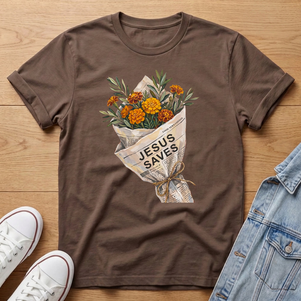 Jesus Saves Orange Bouq T-Shirt