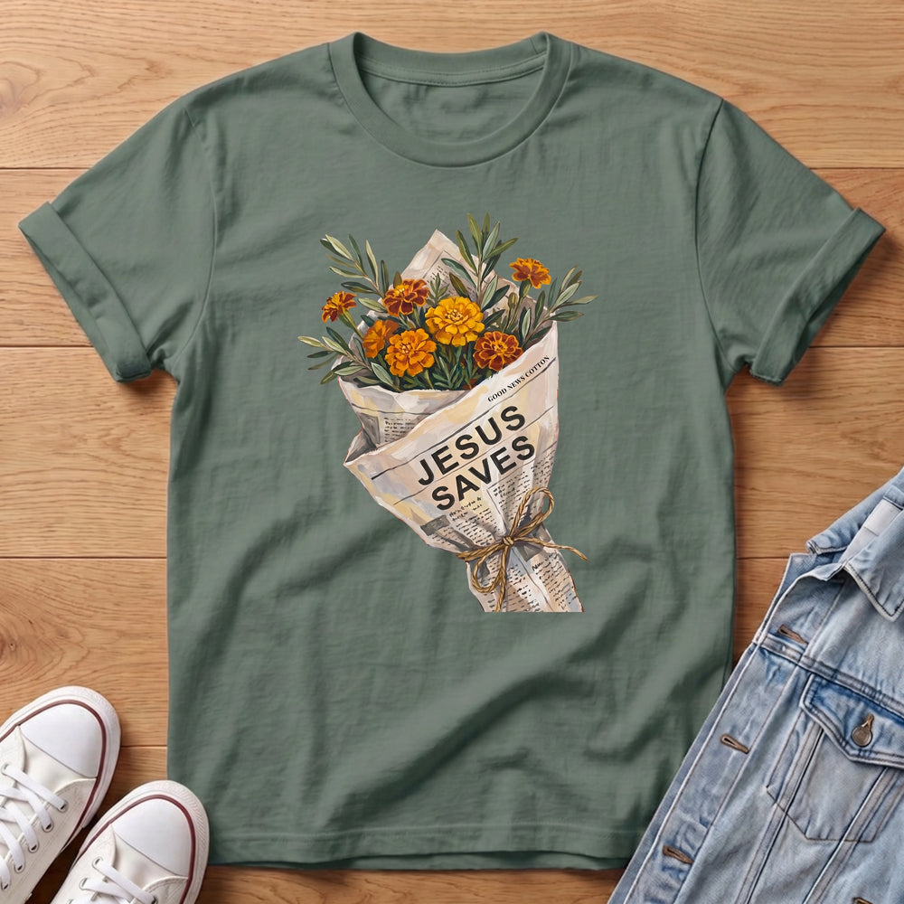 Jesus Saves Orange Bouq T-Shirt