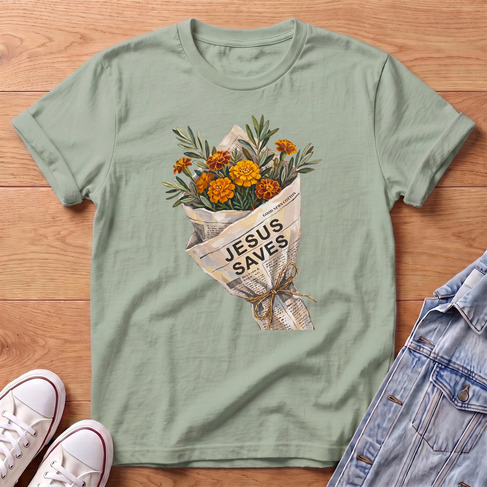 Jesus Saves Orange Bouq T-Shirt
