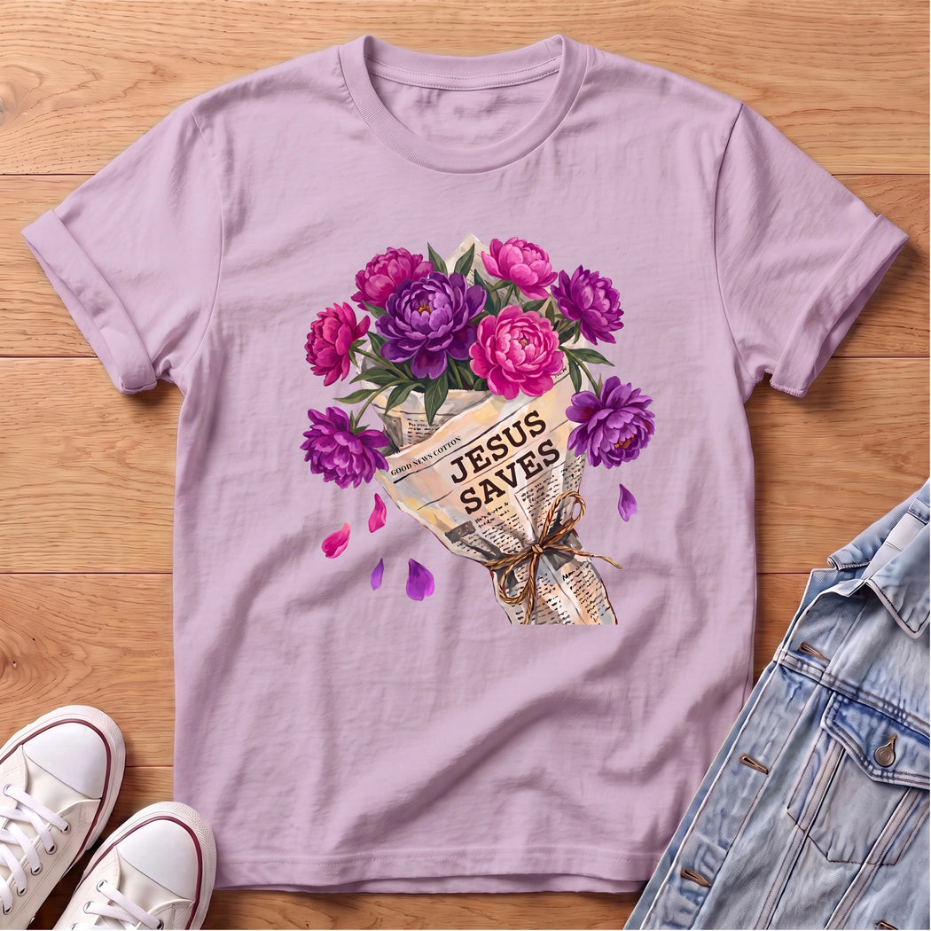 Jesus Saves Purple Peony T-Shirt