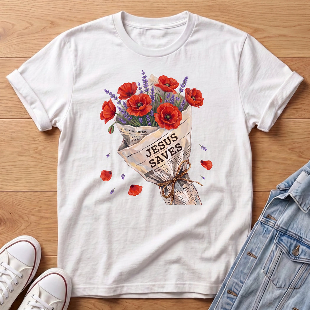 Jesus Saves Poppy Bouq T-Shirt