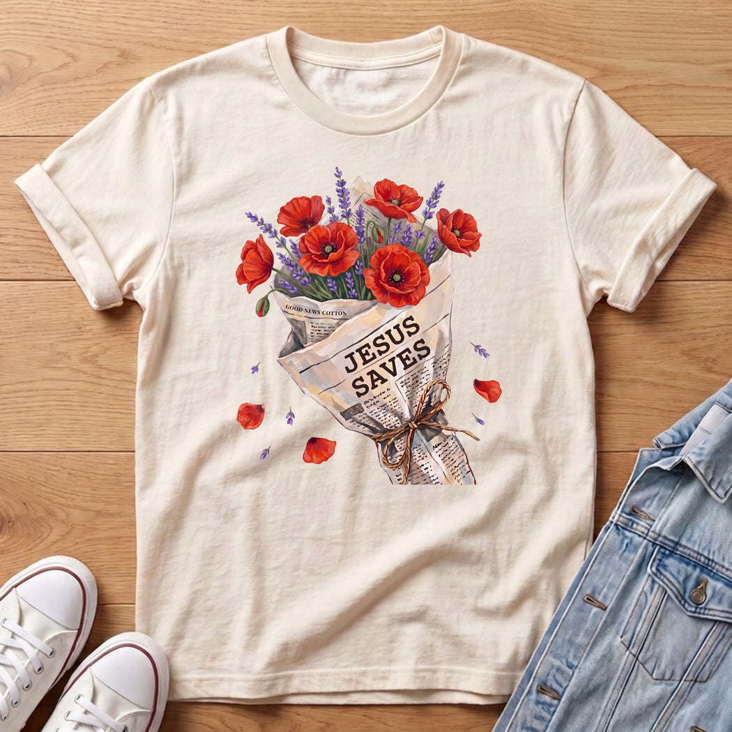 Jesus Saves Poppy Bouq T-Shirt