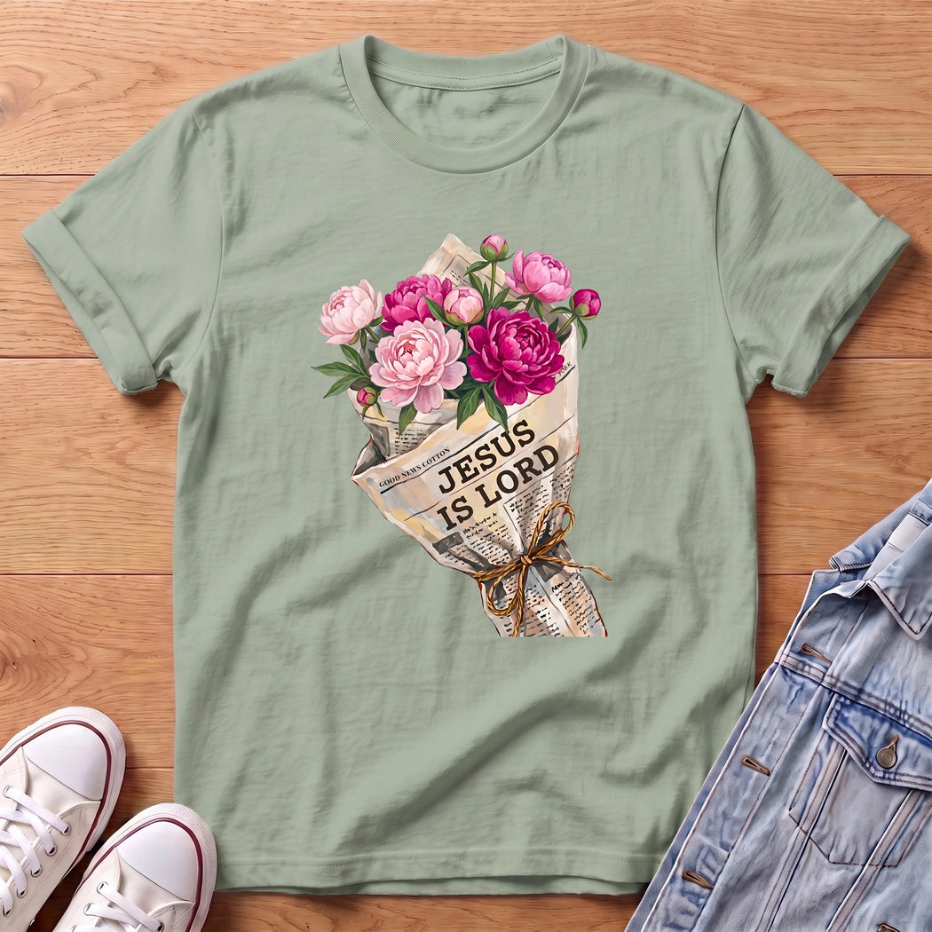 Jesus Is Lord Peony Bouq T-Shirt