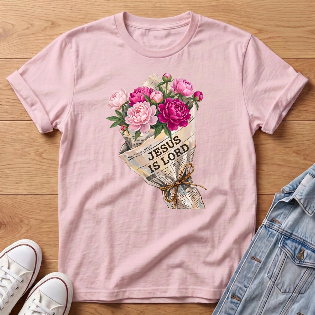 Jesus Is Lord Peony Bouq T-Shirt