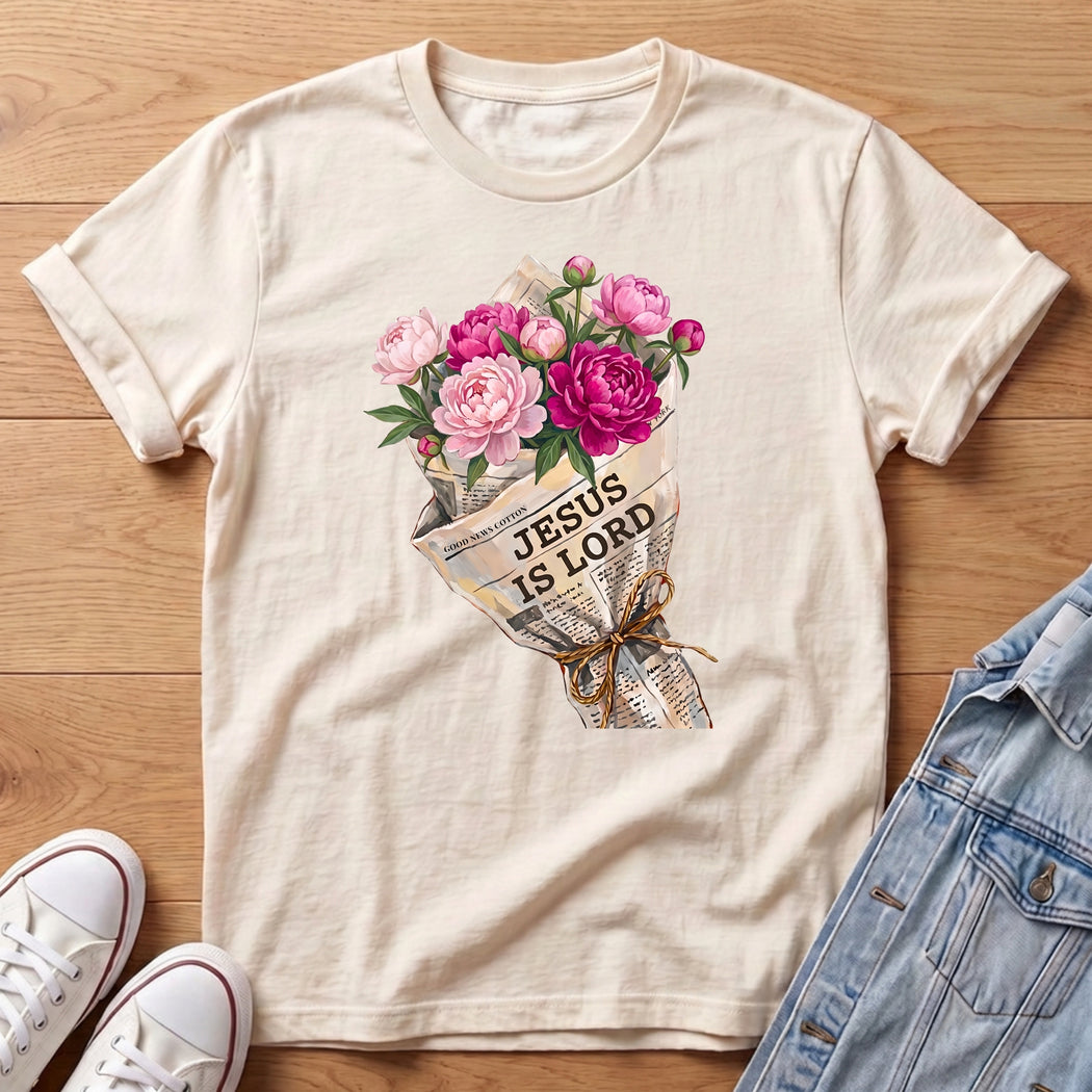 Jesus Is Lord Peony Bouq T-Shirt