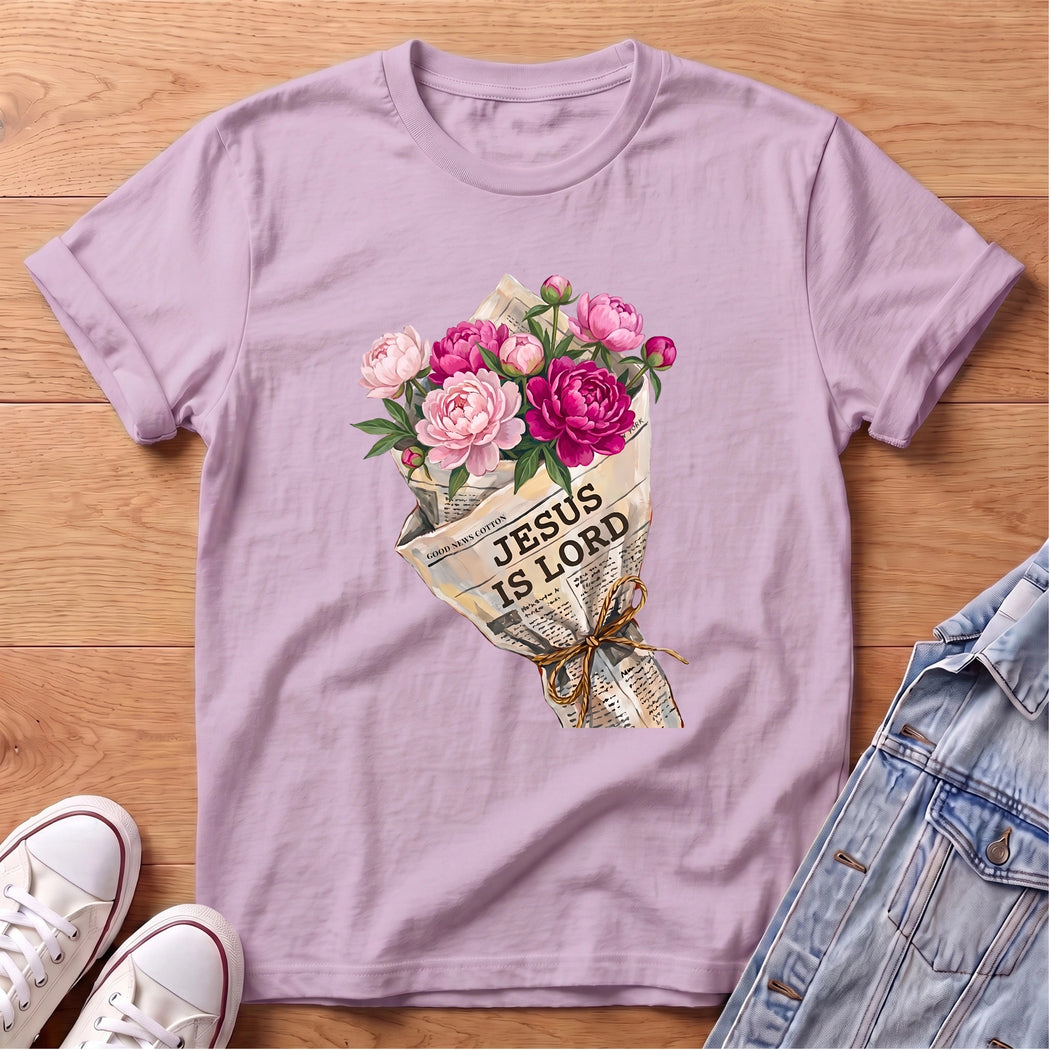 Jesus Is Lord Peony Bouq T-Shirt