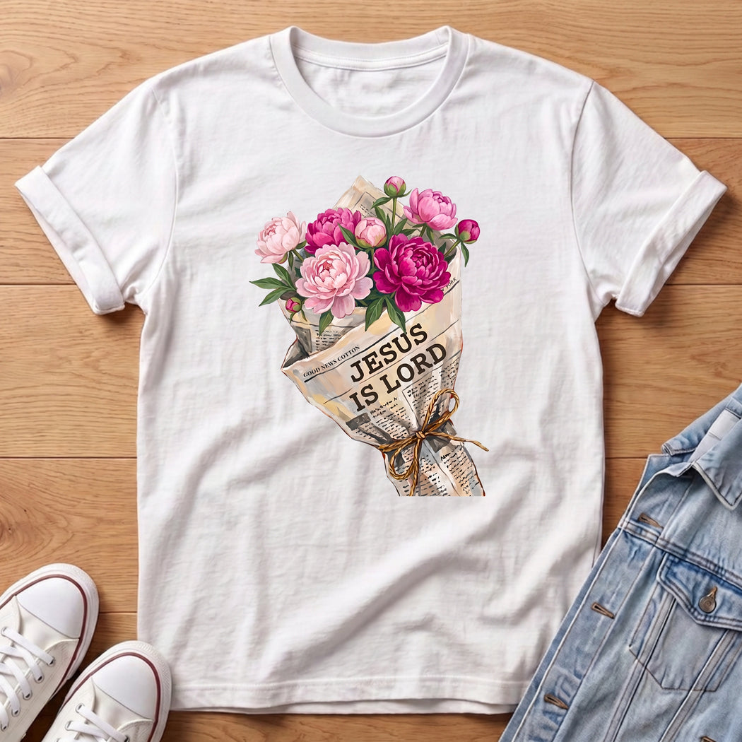 Jesus Is Lord Peony Bouq T-Shirt